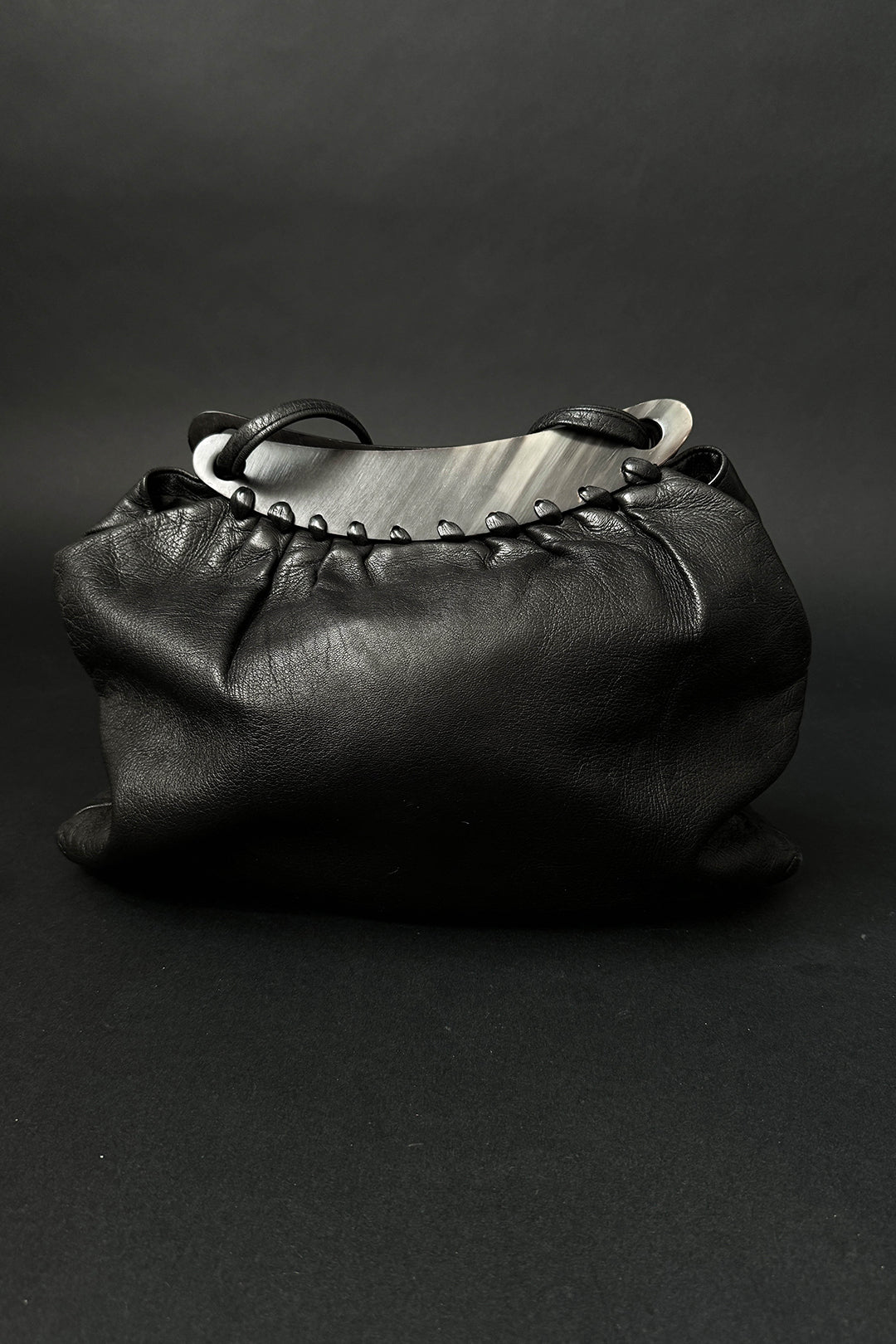 50s Gothic Tasche Leder Horn