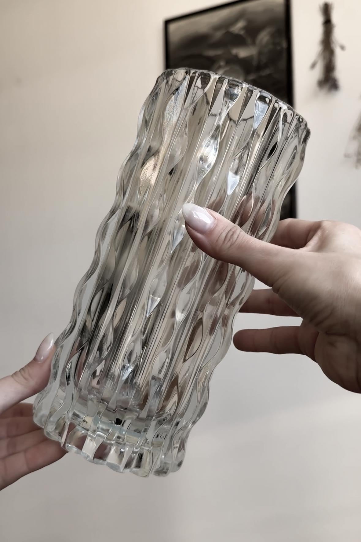 Vintage Glasvase von Stampi Francolini – 70s Strukturglas aus Italien theplaincircle vintage