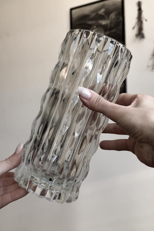 Vintage Glasvase von Stampi Francolini – 70s Strukturglas aus Italien theplaincircle vintage