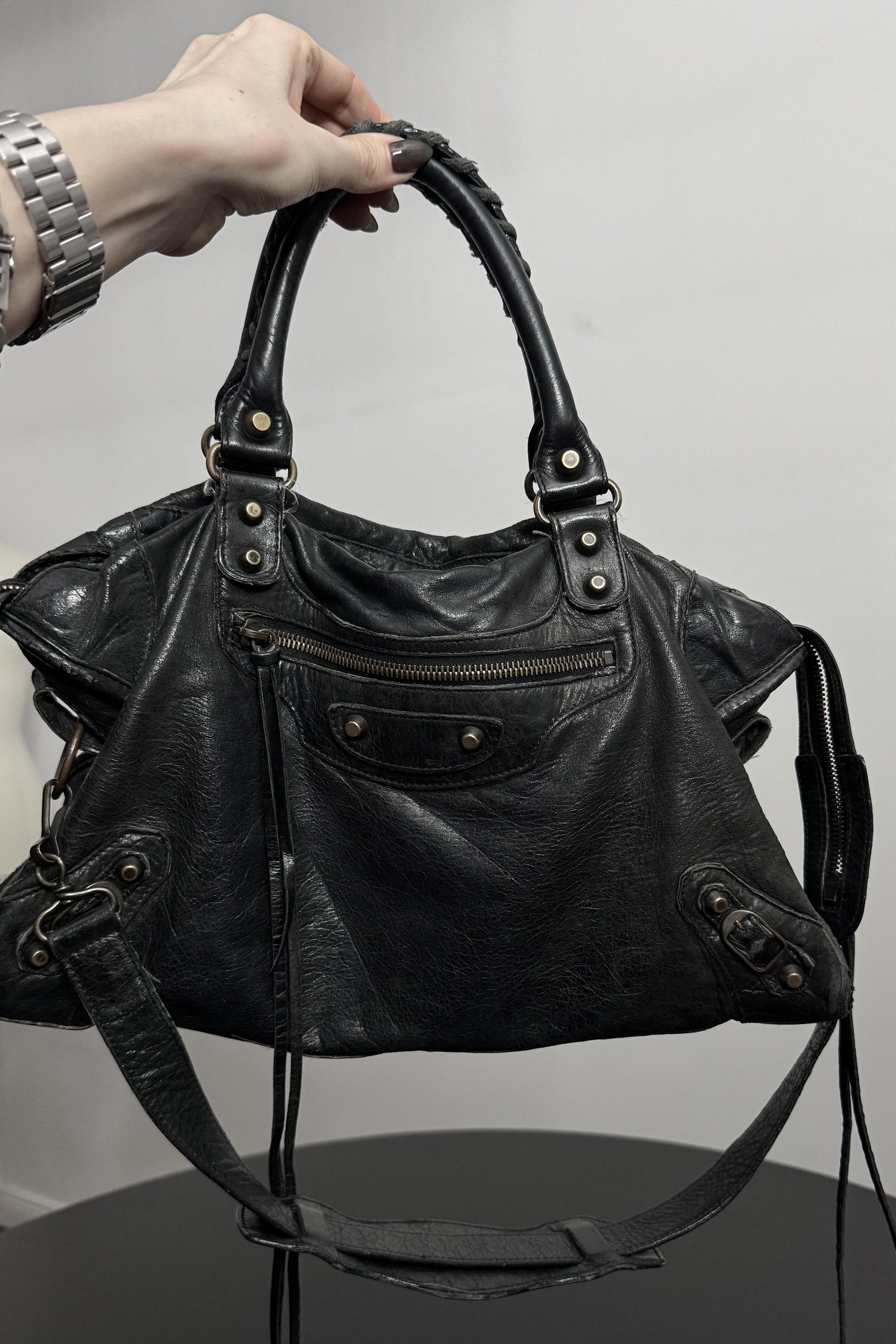 Y2K Balenciaga Motorcycle City Bag, Schwarz, Nicolas Ghesquière theplaincircle vintage