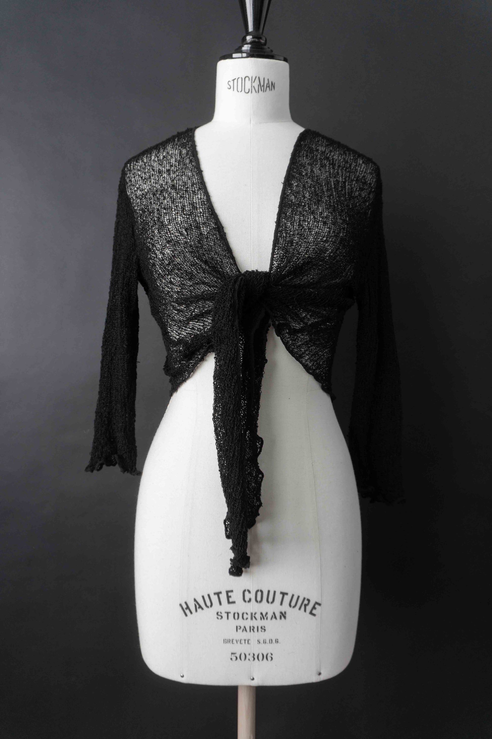 Vintage Wrap Top Schwarz, Rayon, XS–M theplaincircle vintage
