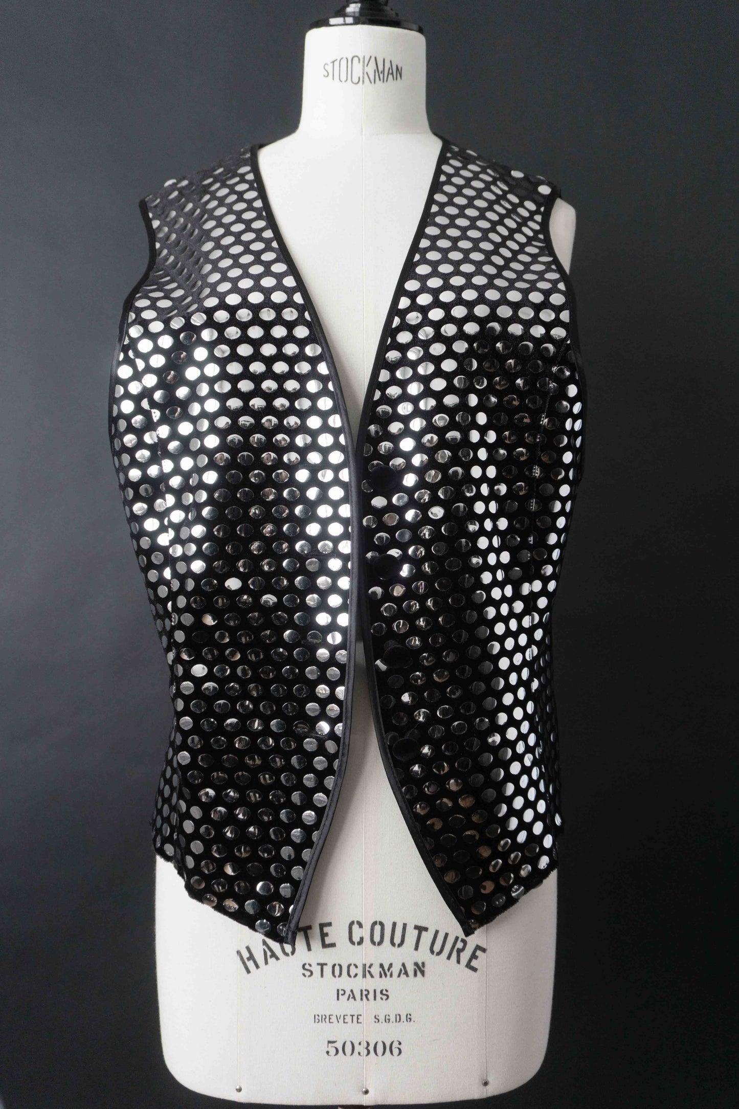 Vintage 80s Statement Weste, Spiegelplättchen, M–L theplaincircle vintage