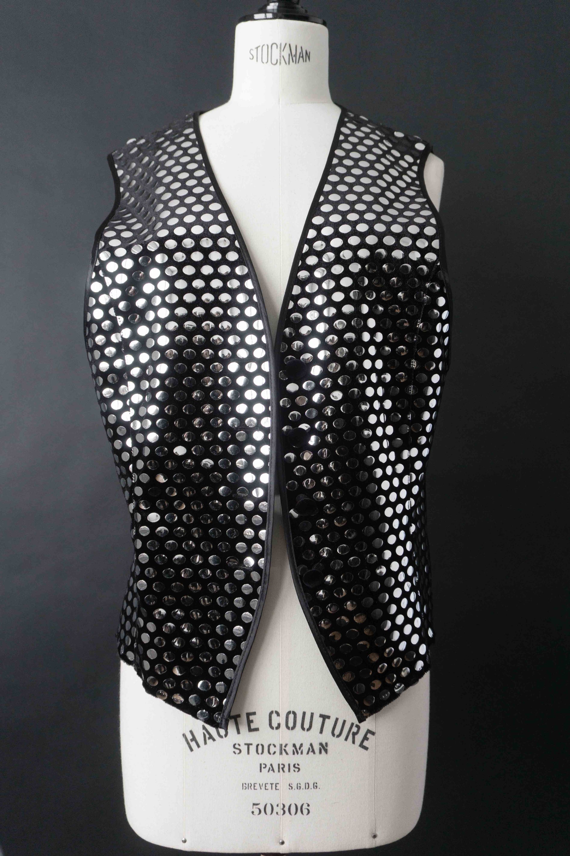 Vintage 80s Statement Weste, Spiegelplättchen, M–L theplaincircle vintage