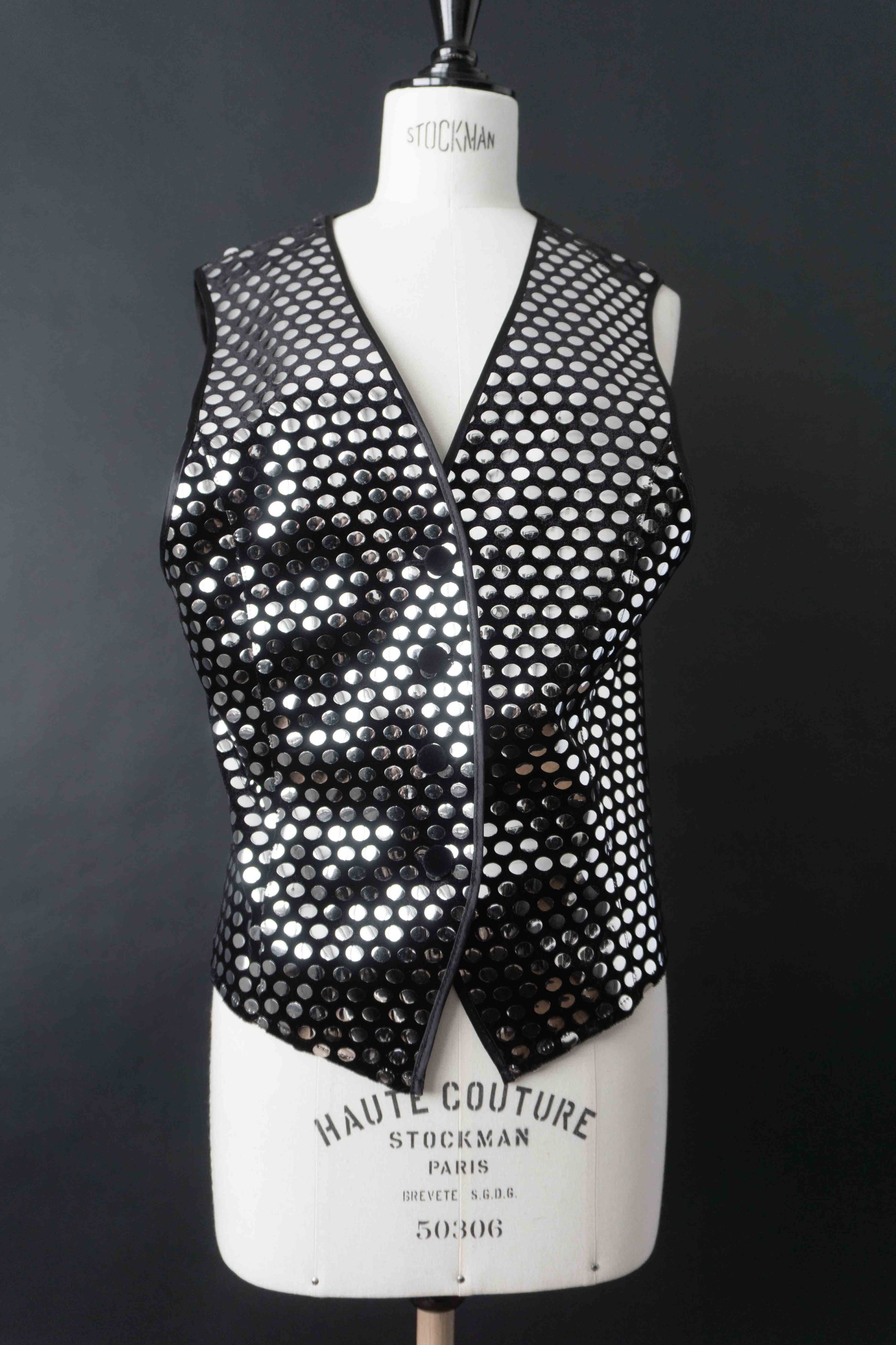 Vintage 80s Statement Weste, Spiegelplättchen, M–L theplaincircle vintage