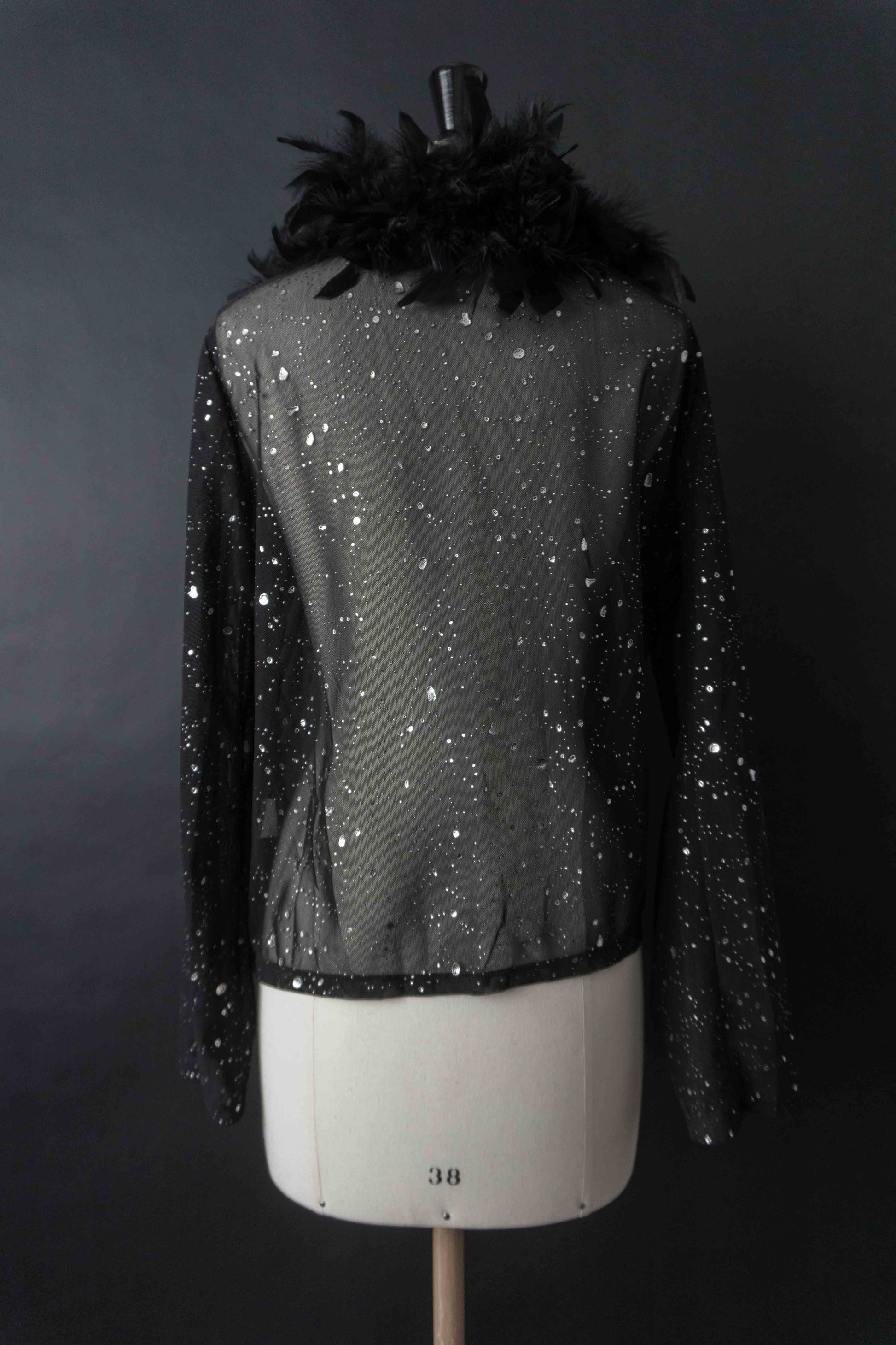 Transparente Vintage Bluse mit Federborte, S–M theplaincircle vintage