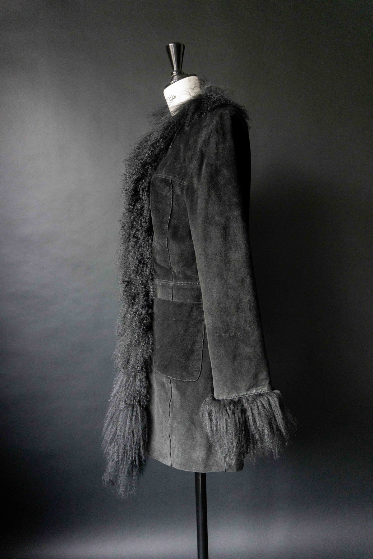 Vintage 90s Pennylane Ledermantel, Shearling, S–M
