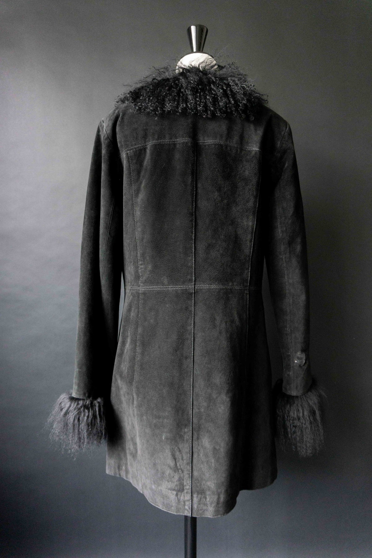 Vintage 90s Pennylane Ledermantel, Shearling, S–M
