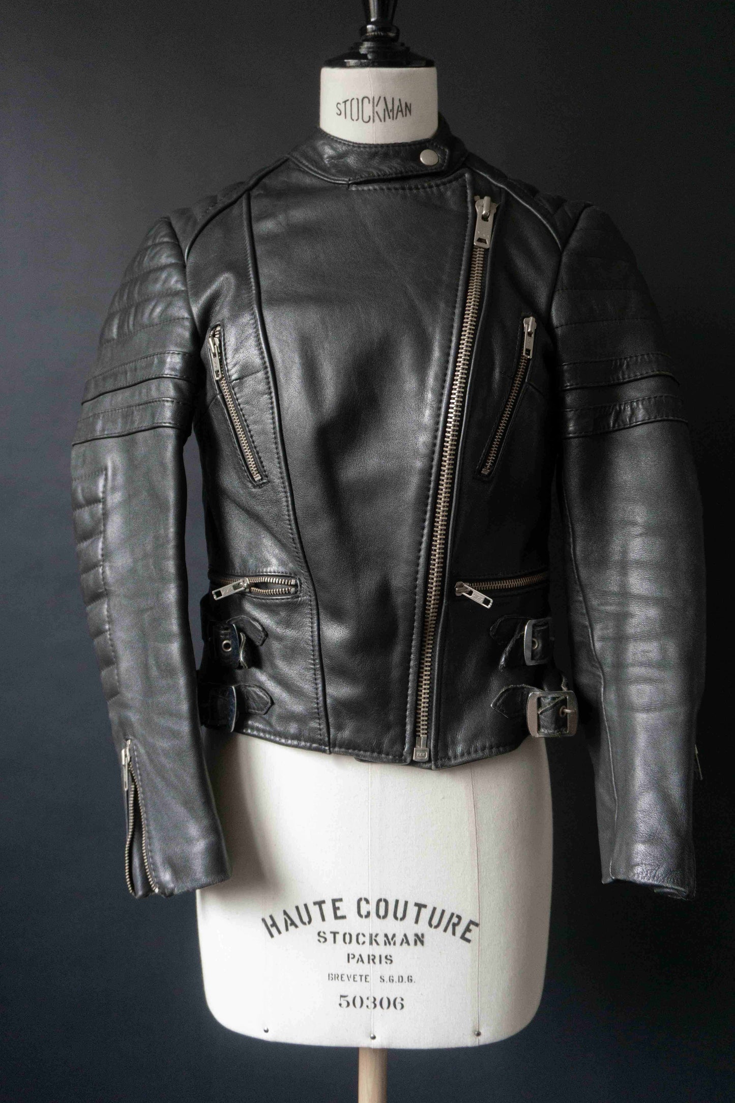 biker lederjacke schwarz damen vintage 80er slim