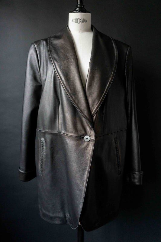 lederblazer schwarz vintage metallic