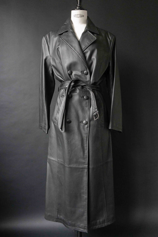 leder trenchcoat schwarz vintage