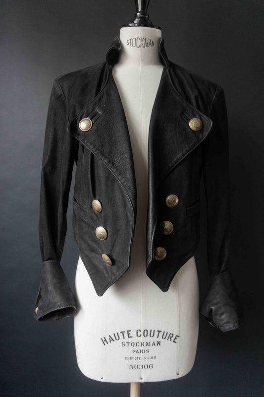 Vintage Pyrate Style Lederjacke Schwarz, S–M theplaincircle vintage