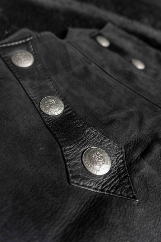 Vintage Pyrate Style Leder Shorts, Riri Zipper, XXS–XS theplaincircle vintage