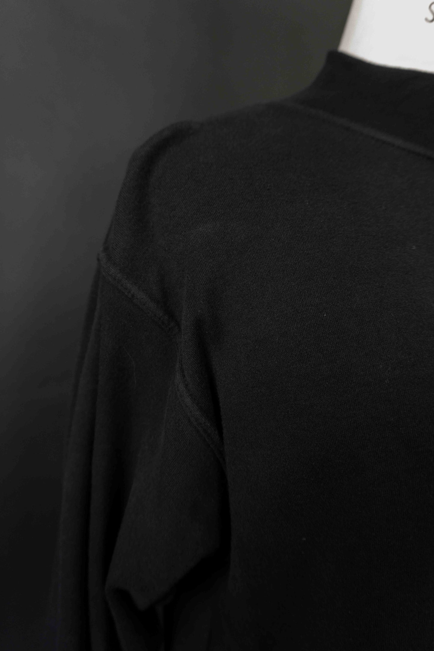 Vintage Black Sweatshirt mit Stehkragen – perfektes Premium Basic, S–M theplaincircle vintage