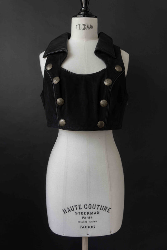 Vintage Pyrate Style Hamburg Ledertop S–M theplaincircle vintage