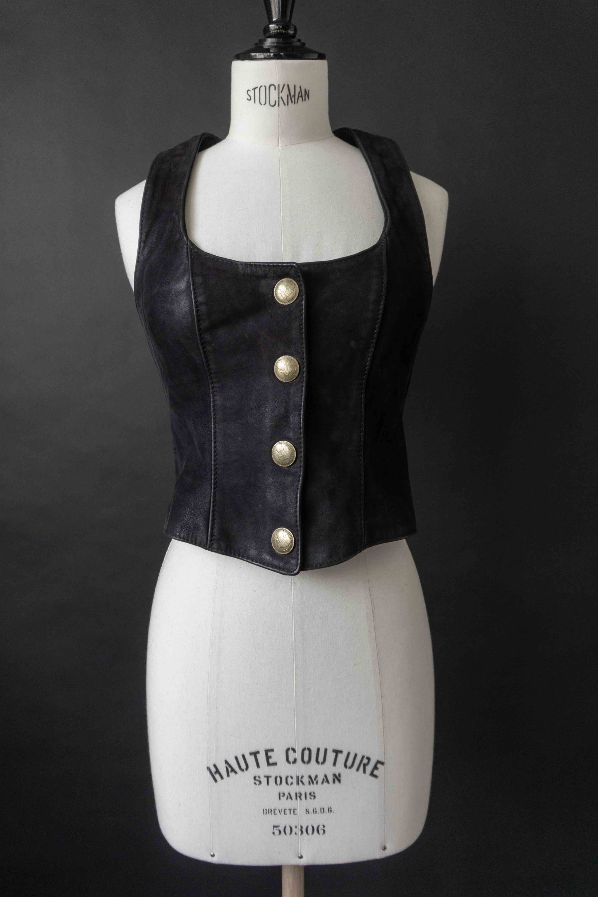 Vintage Pyrate Style Hamburg Lederweste Schwarz XS theplaincircle vintage