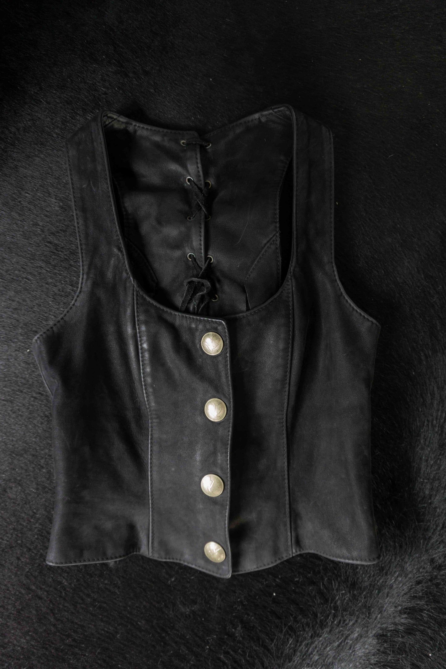 Vintage Pyrate Style Hamburg Lederweste Schwarz XS theplaincircle vintage