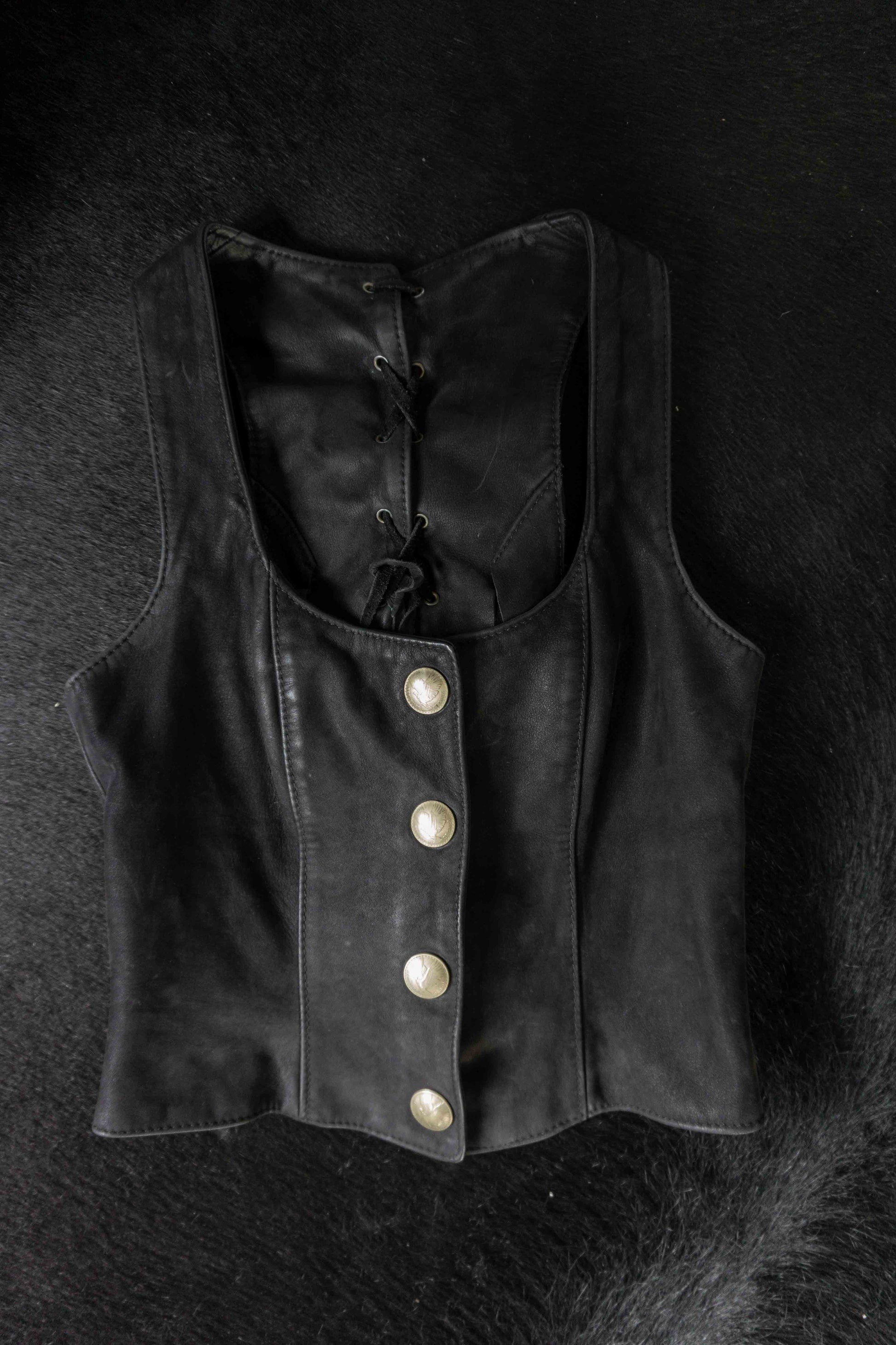 Vintage Pyrate Style Hamburg Lederweste Schwarz XS theplaincircle vintage