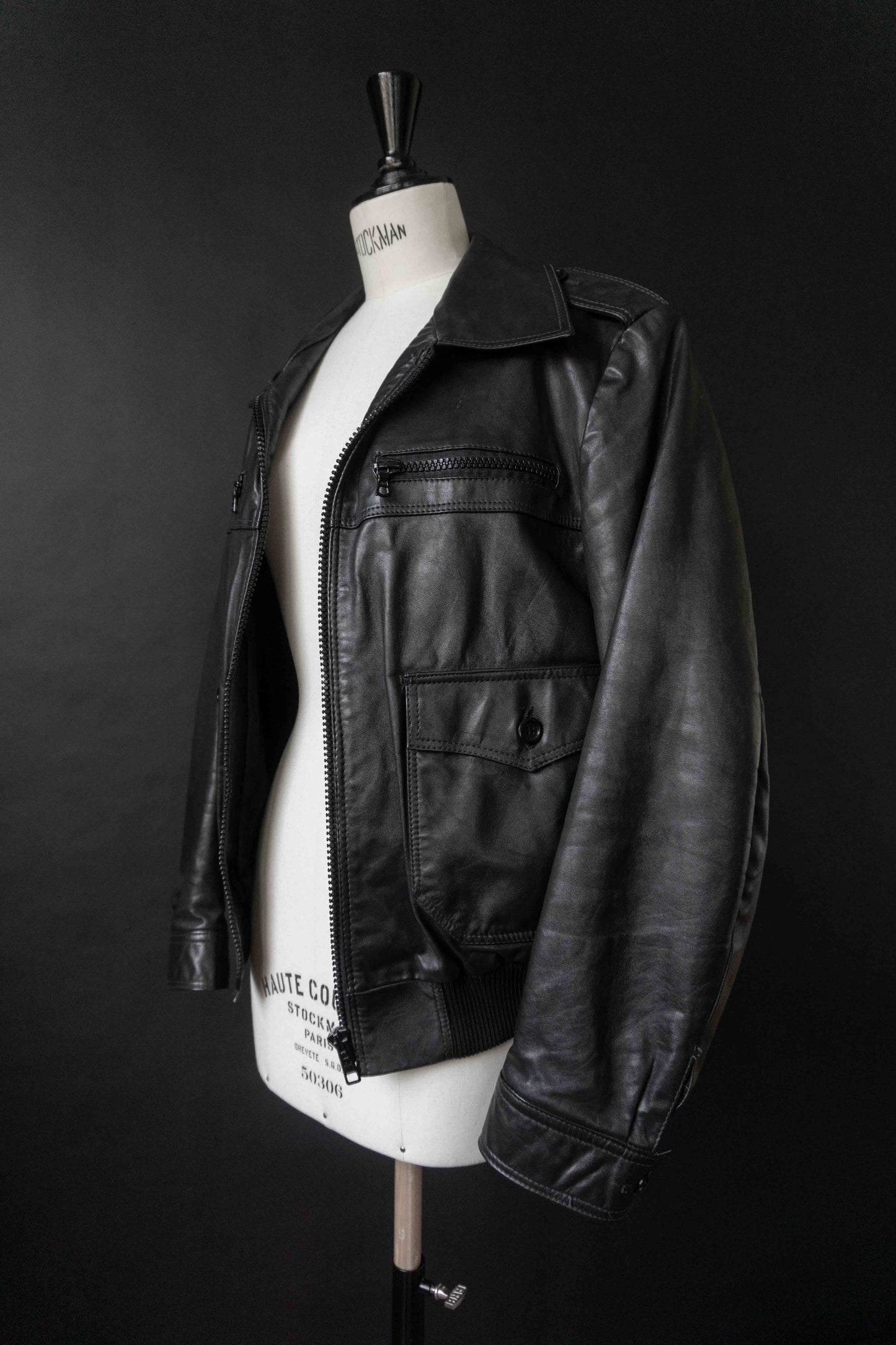 70s Lederjacke Schwarz S–M theplaincircle vintage