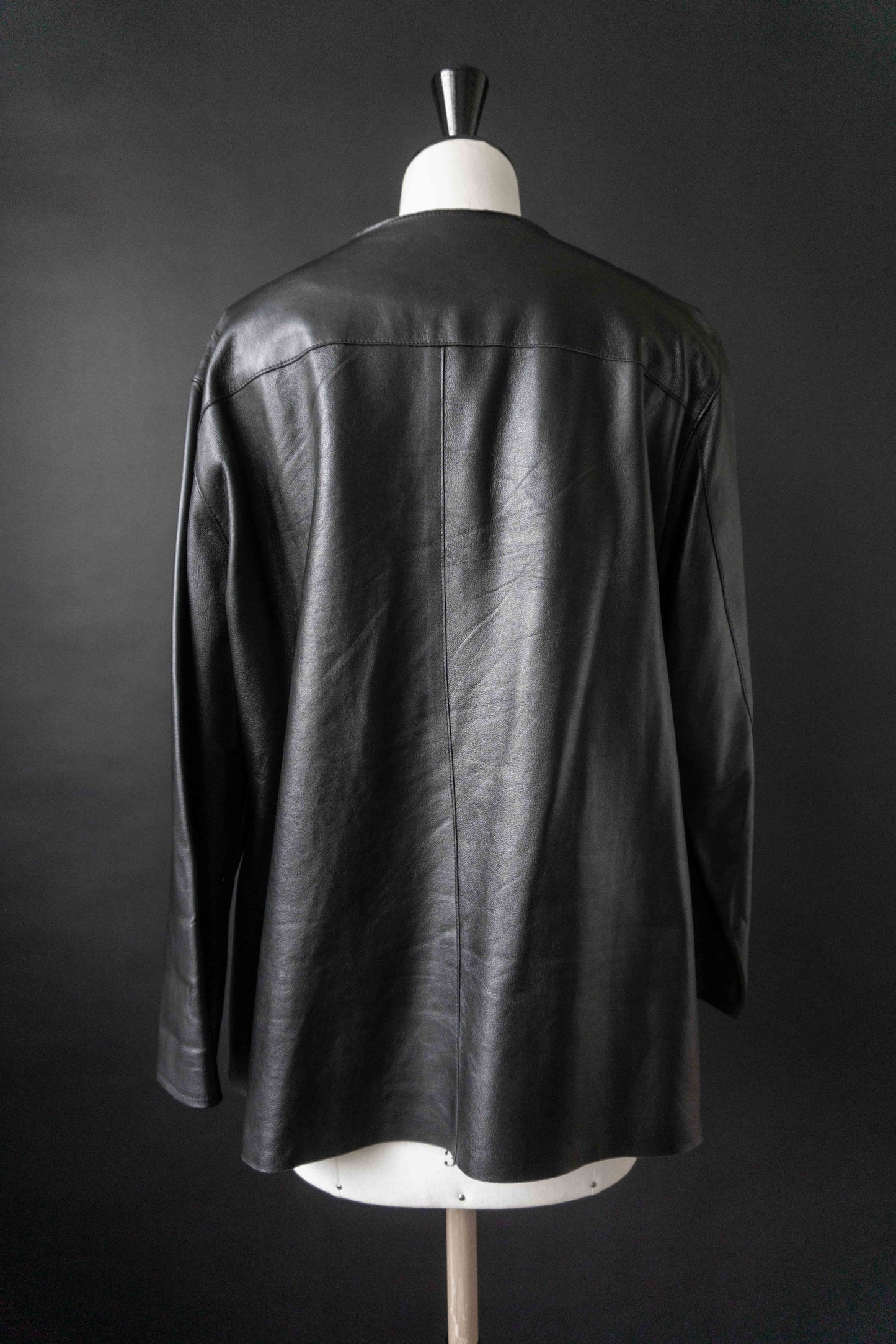 Lederhemd Overshirt, Schwarz, S–L theplaincircle vintage