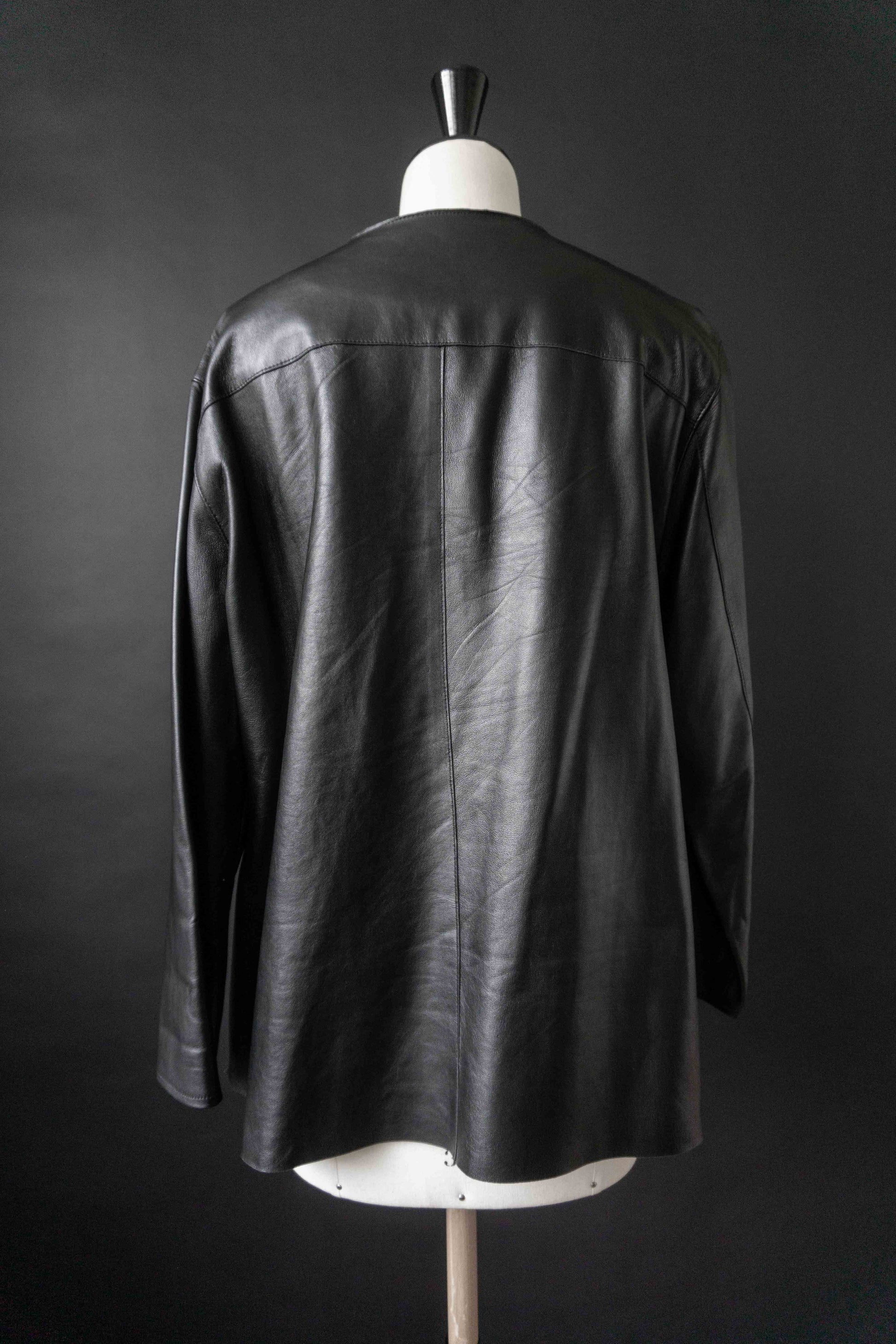 Lederhemd Overshirt, Schwarz, S–L theplaincircle vintage