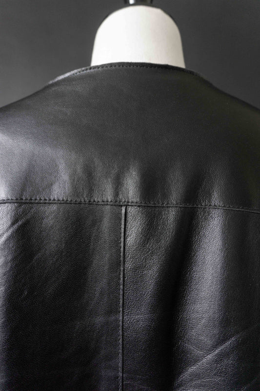 Lederhemd Overshirt, Schwarz, S–L theplaincircle vintage