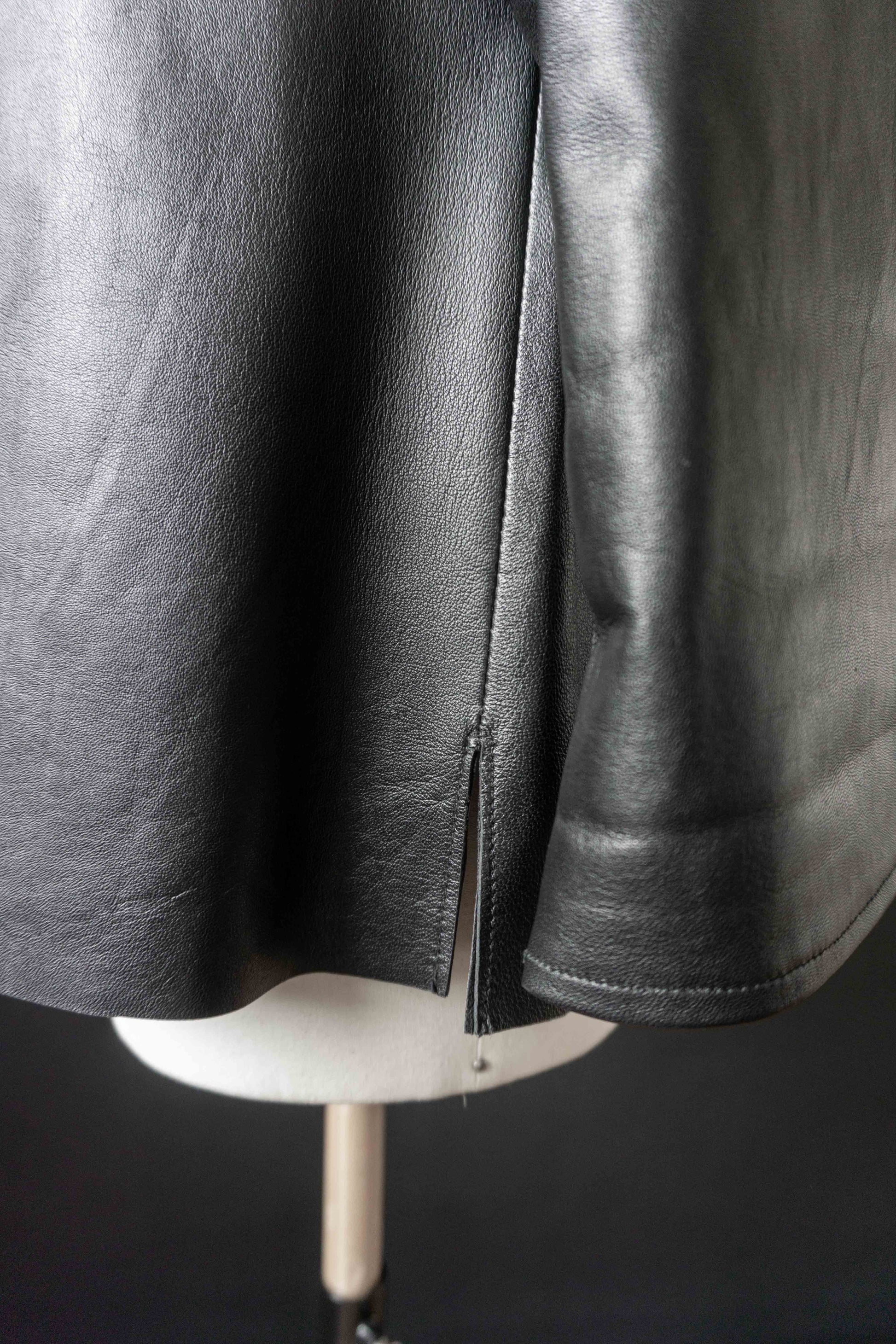 Lederhemd Overshirt, Schwarz, S–L theplaincircle vintage