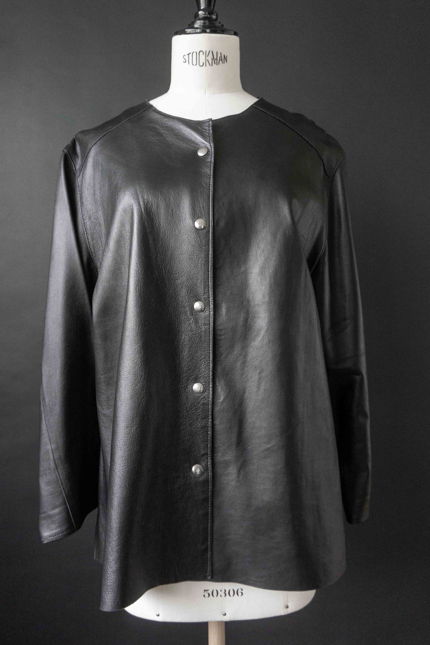 Lederhemd Overshirt, Schwarz, S–L theplaincircle vintage