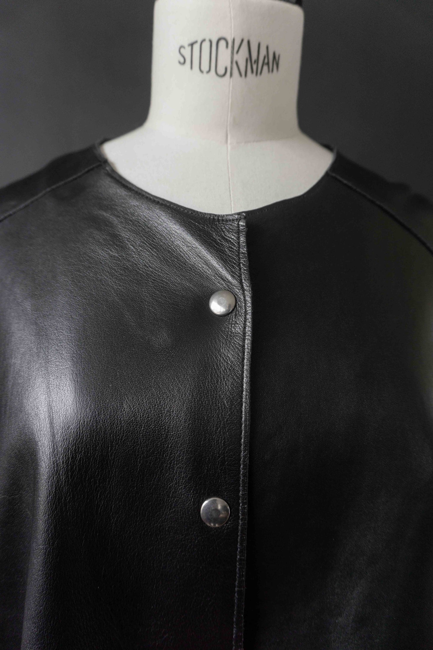 Lederhemd Overshirt, Schwarz, S–L theplaincircle vintage