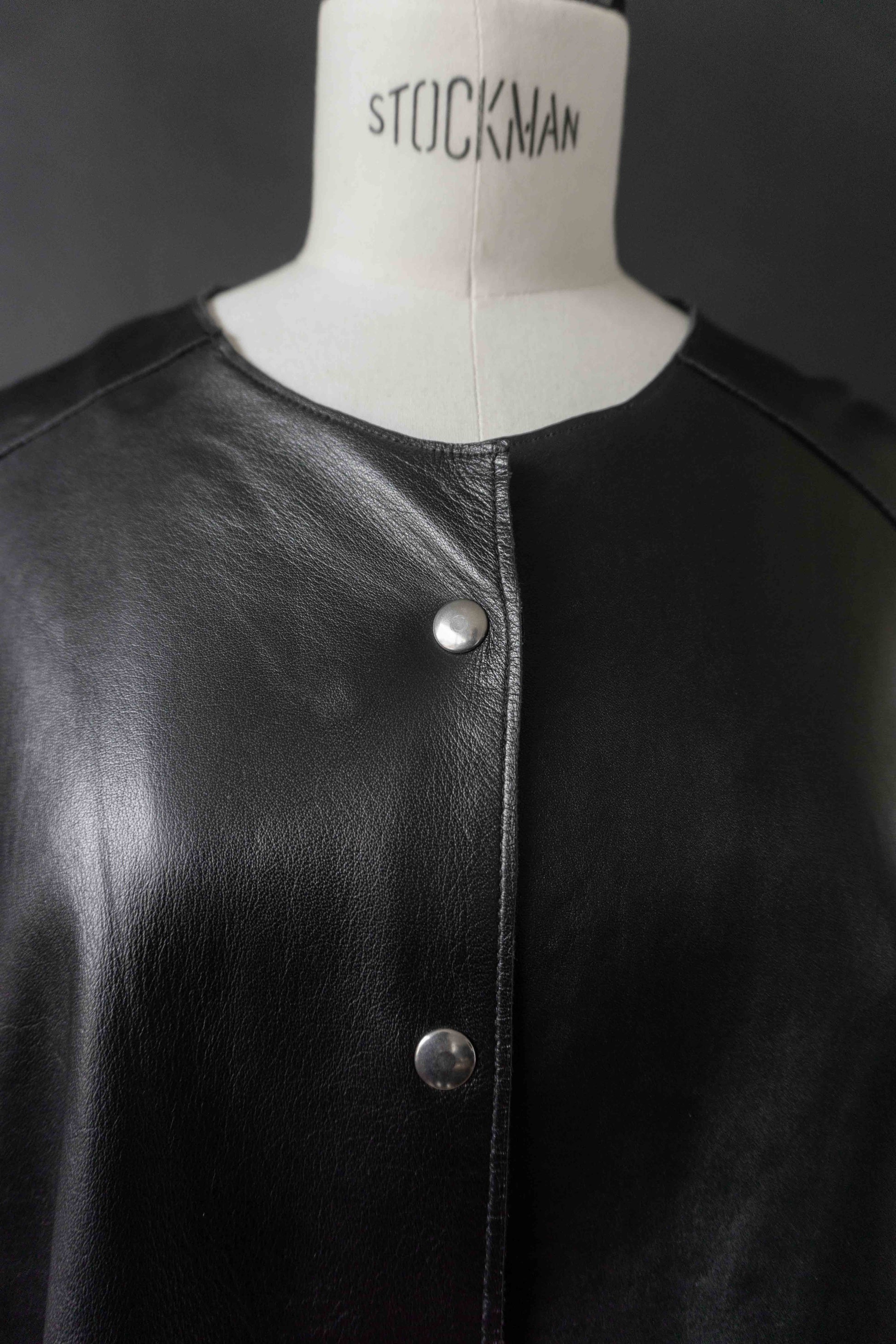 Lederhemd Overshirt, Schwarz, S–L theplaincircle vintage