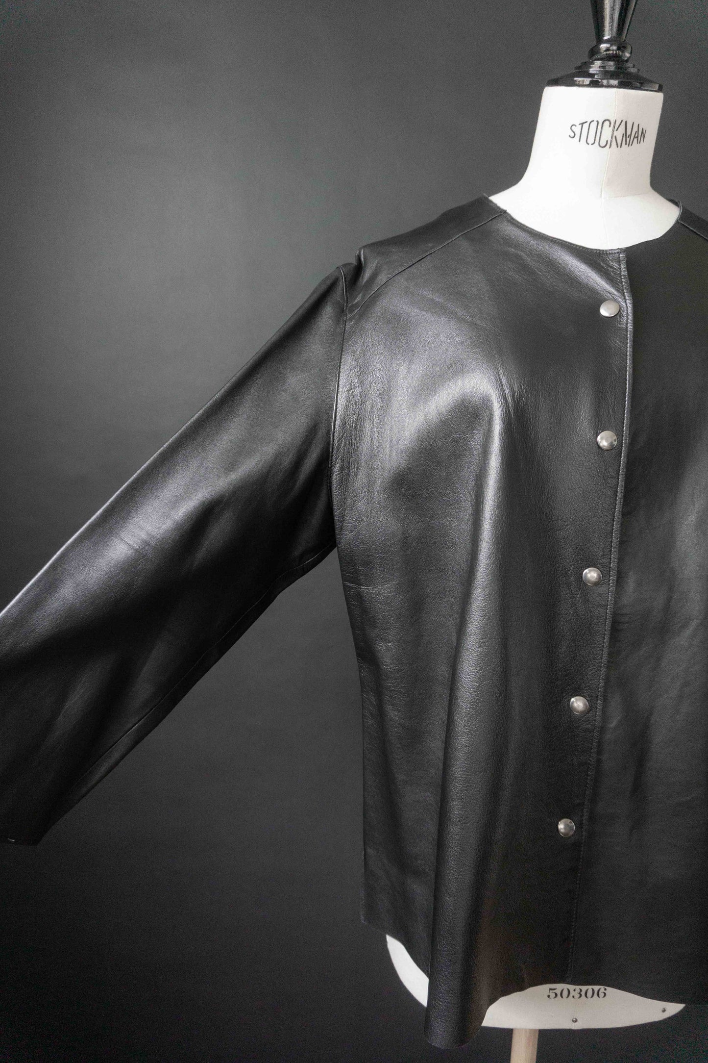 Lederhemd Overshirt, Schwarz, S–L theplaincircle vintage