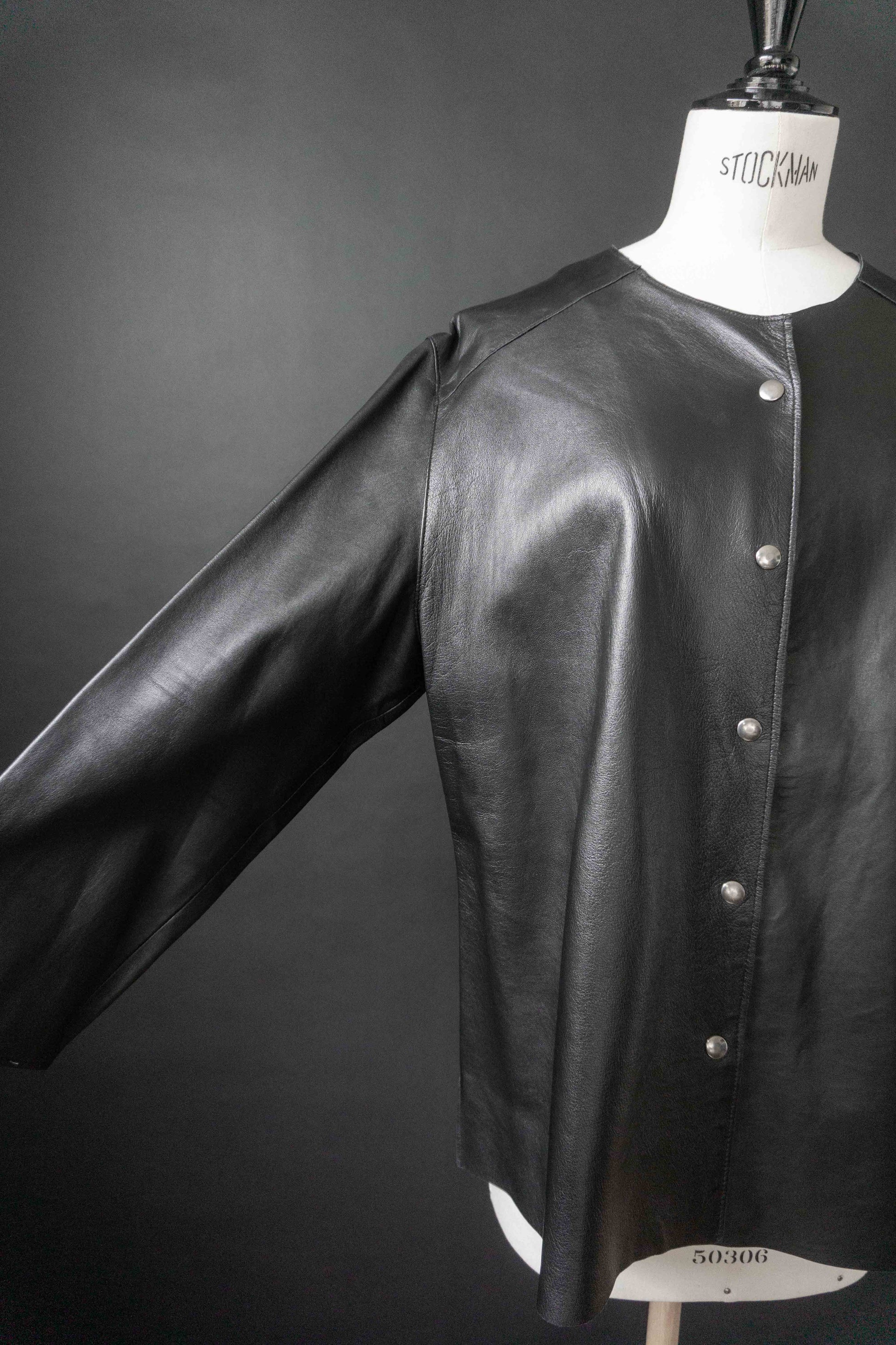 Lederhemd Overshirt, Schwarz, S–L theplaincircle vintage