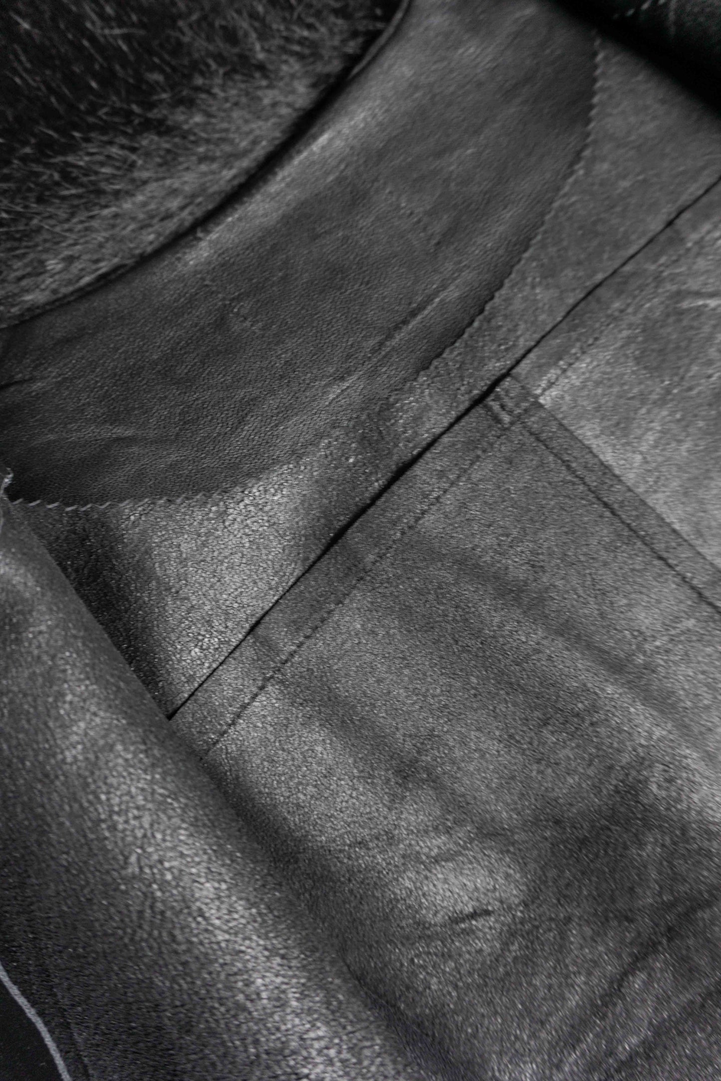 Lederhemd Overshirt, Schwarz, S–L theplaincircle vintage