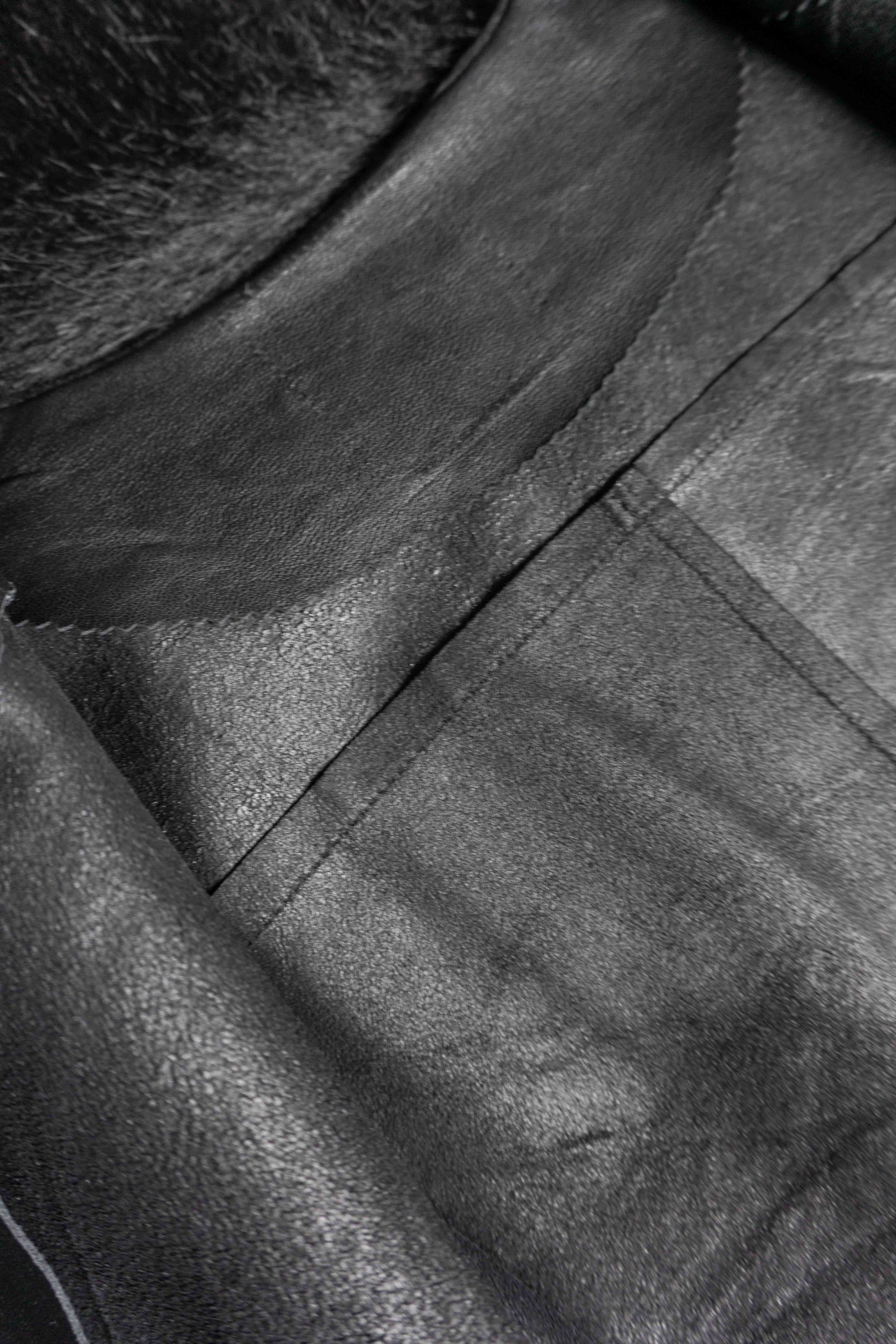 Lederhemd Overshirt, Schwarz, S–L theplaincircle vintage