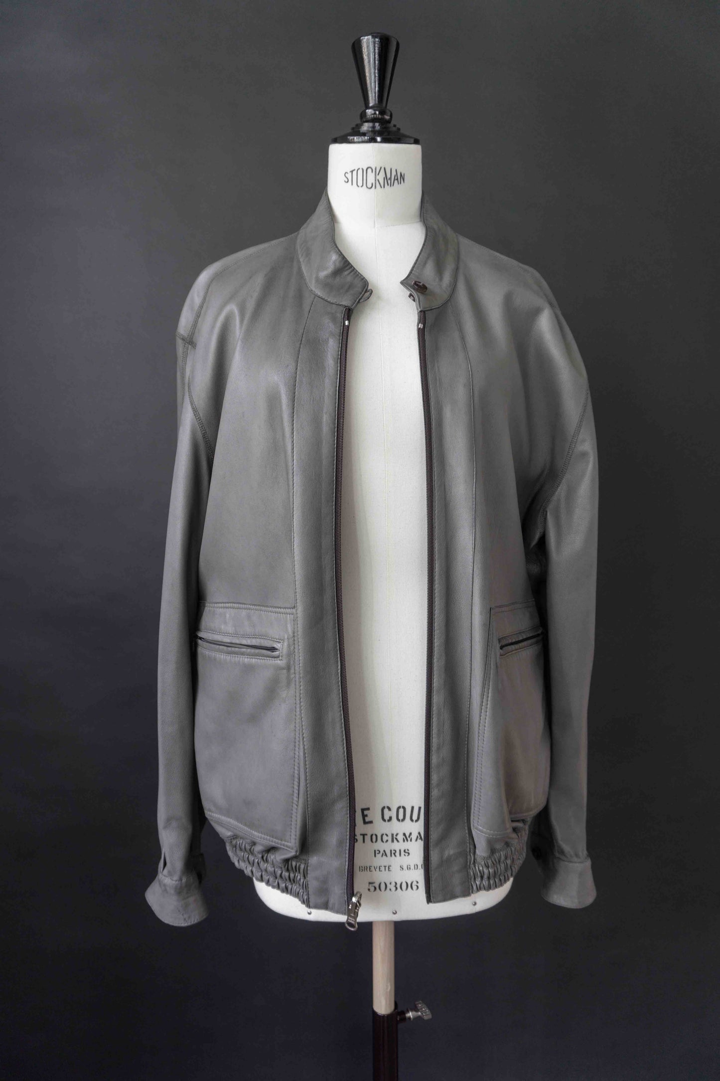 Wende-Lederjacke Grau, S–M theplaincircle vintage