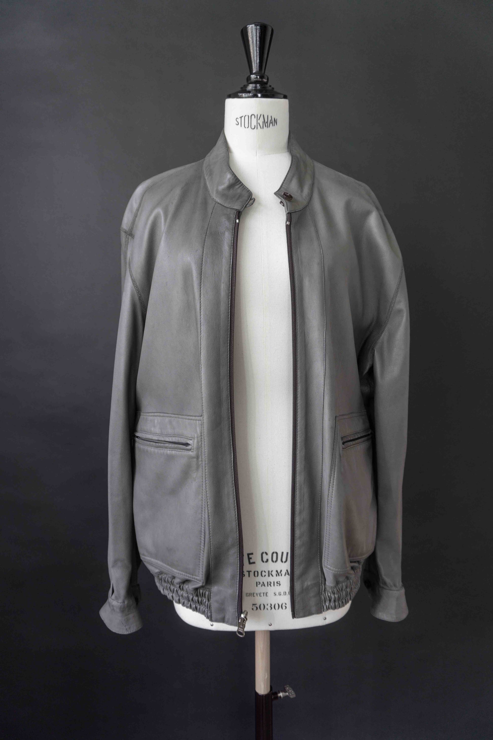 Wende-Lederjacke Grau, S–M theplaincircle vintage