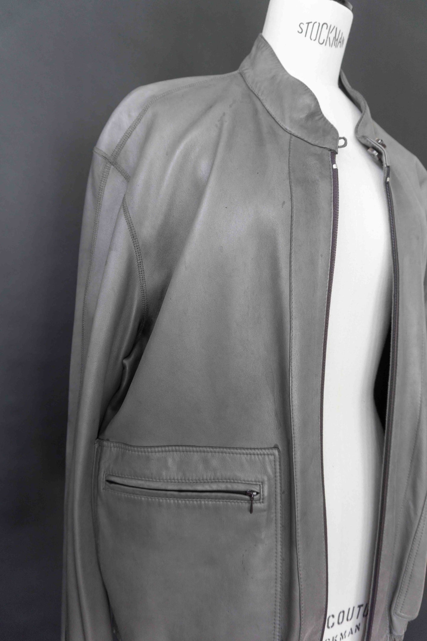 Wende-Lederjacke Grau, S–M theplaincircle vintage