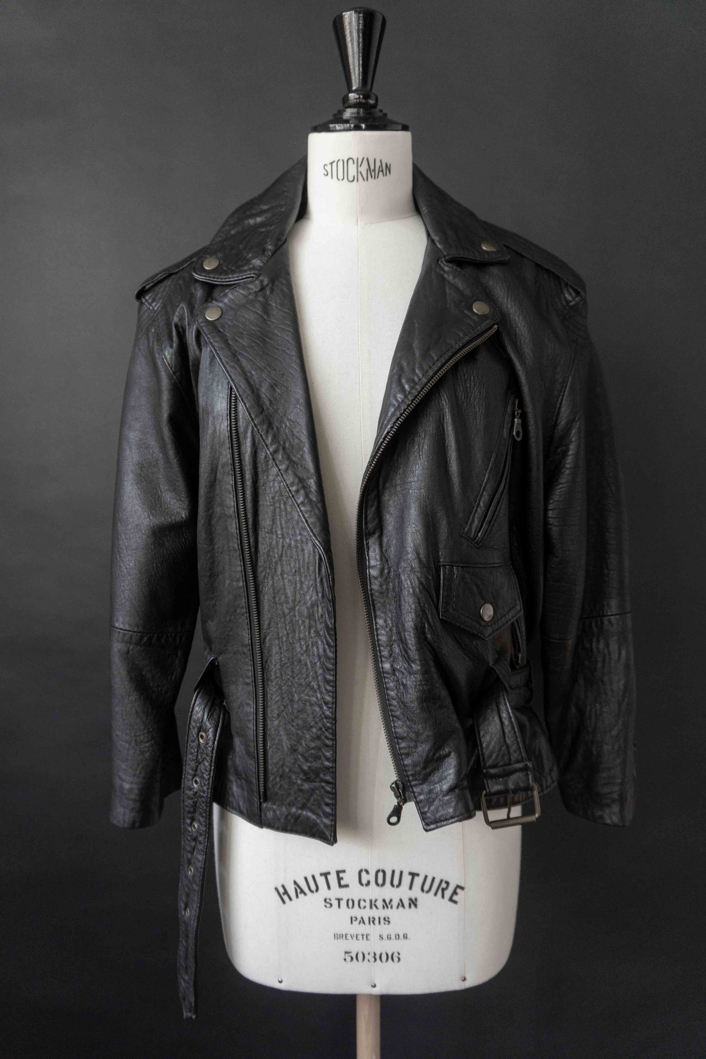 Biker Lederjacke cropped, XS–M theplaincircle vintage
