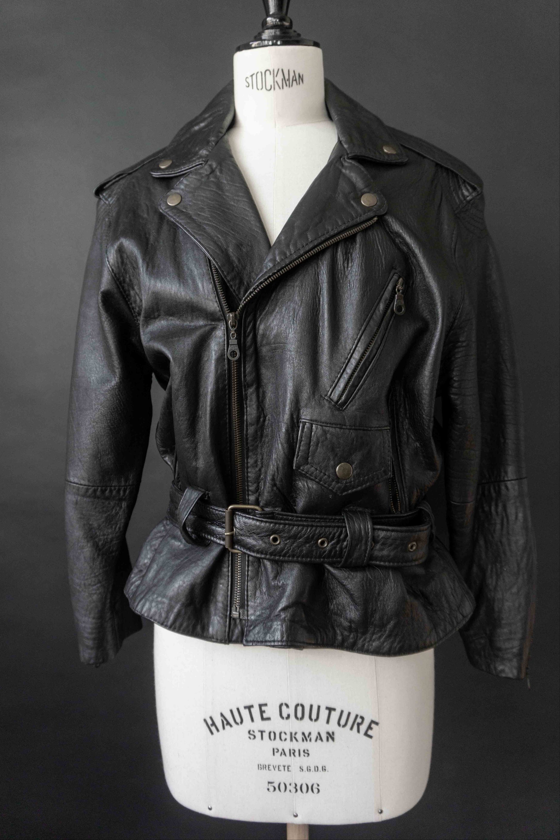 Biker Lederjacke cropped, XS–M theplaincircle vintage