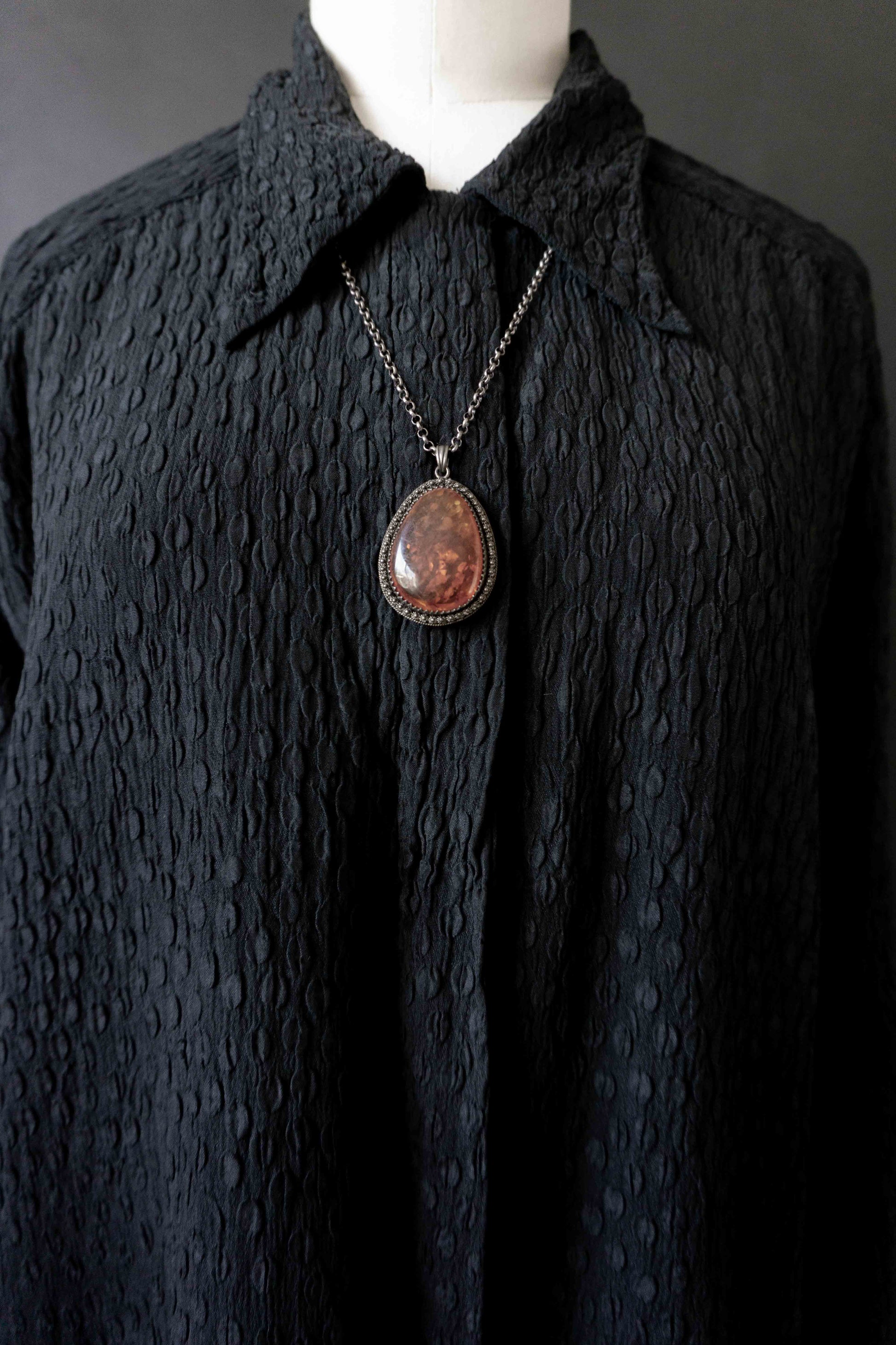 Großer Bernstein Anhänger 835 Silber – Vintage Kette 50er Jahre, echtes Silber Schmuck Unikat theplaincircle vintage