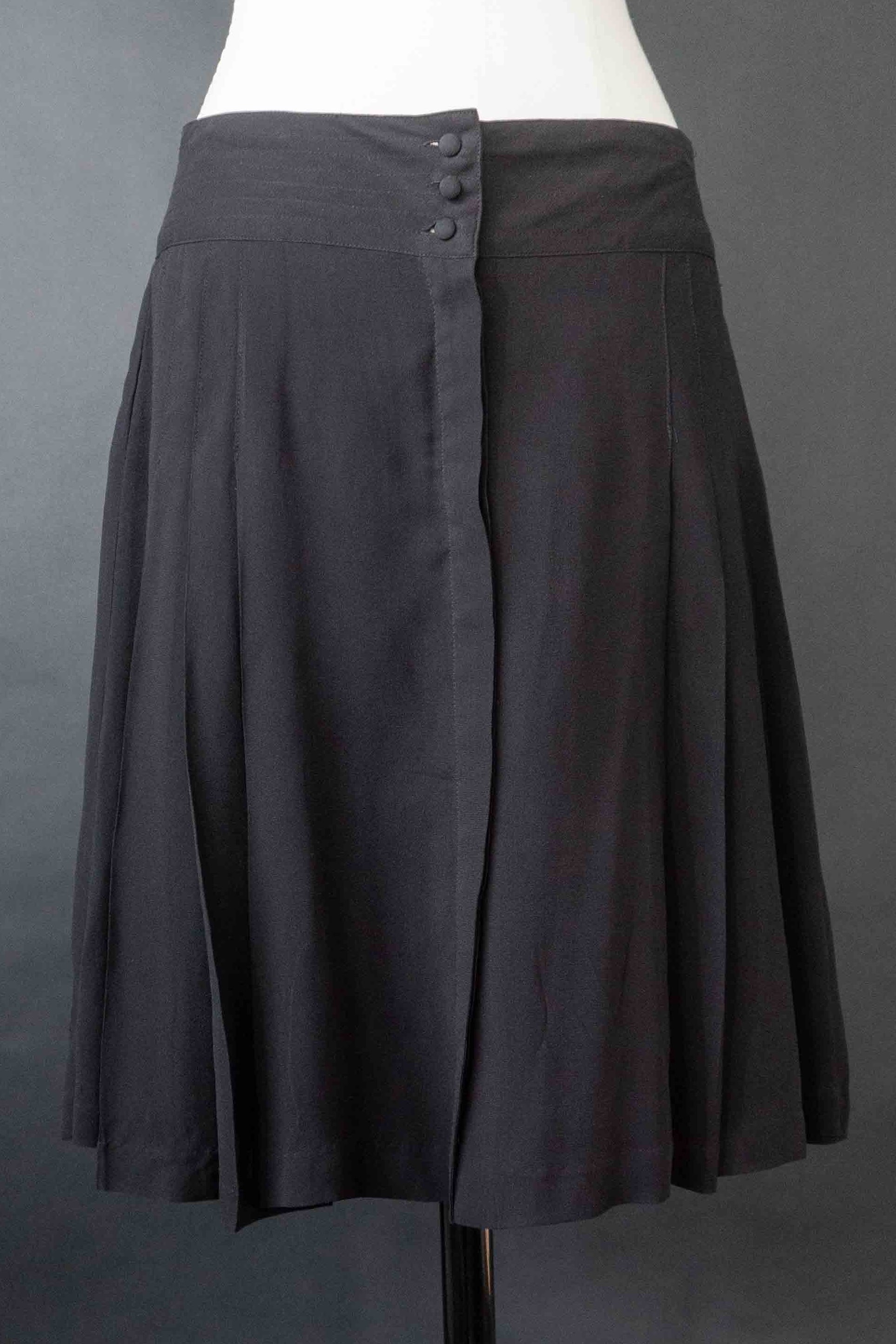 Schwarzer Seidenrock Falten H&M Lagerfeld Vintage
