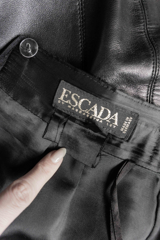 Escada Lederrock Schwarz High Waist – 80s Vintage, S–M theplaincircle vintage