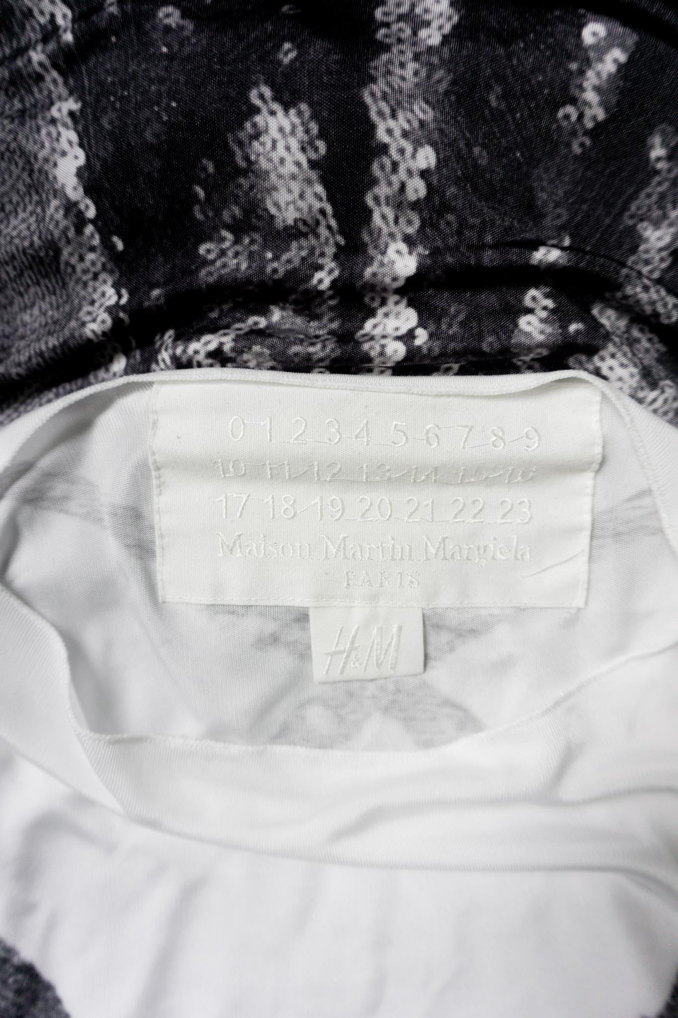 Weißes Maison Margiela × H&M Maxi-Kleid mit Paillettenprint aus 2004