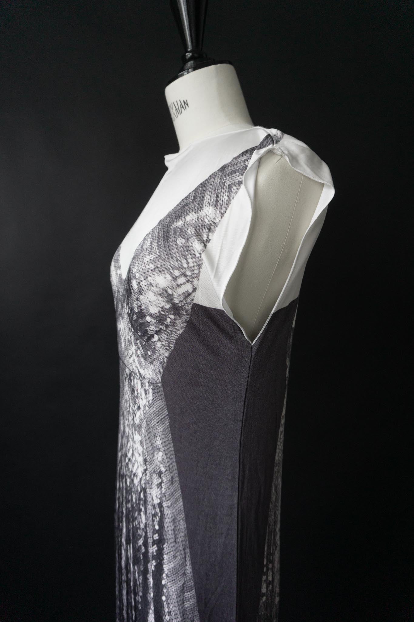 Weißes Maison Margiela × H&M Maxi-Kleid mit Paillettenprint aus 2004