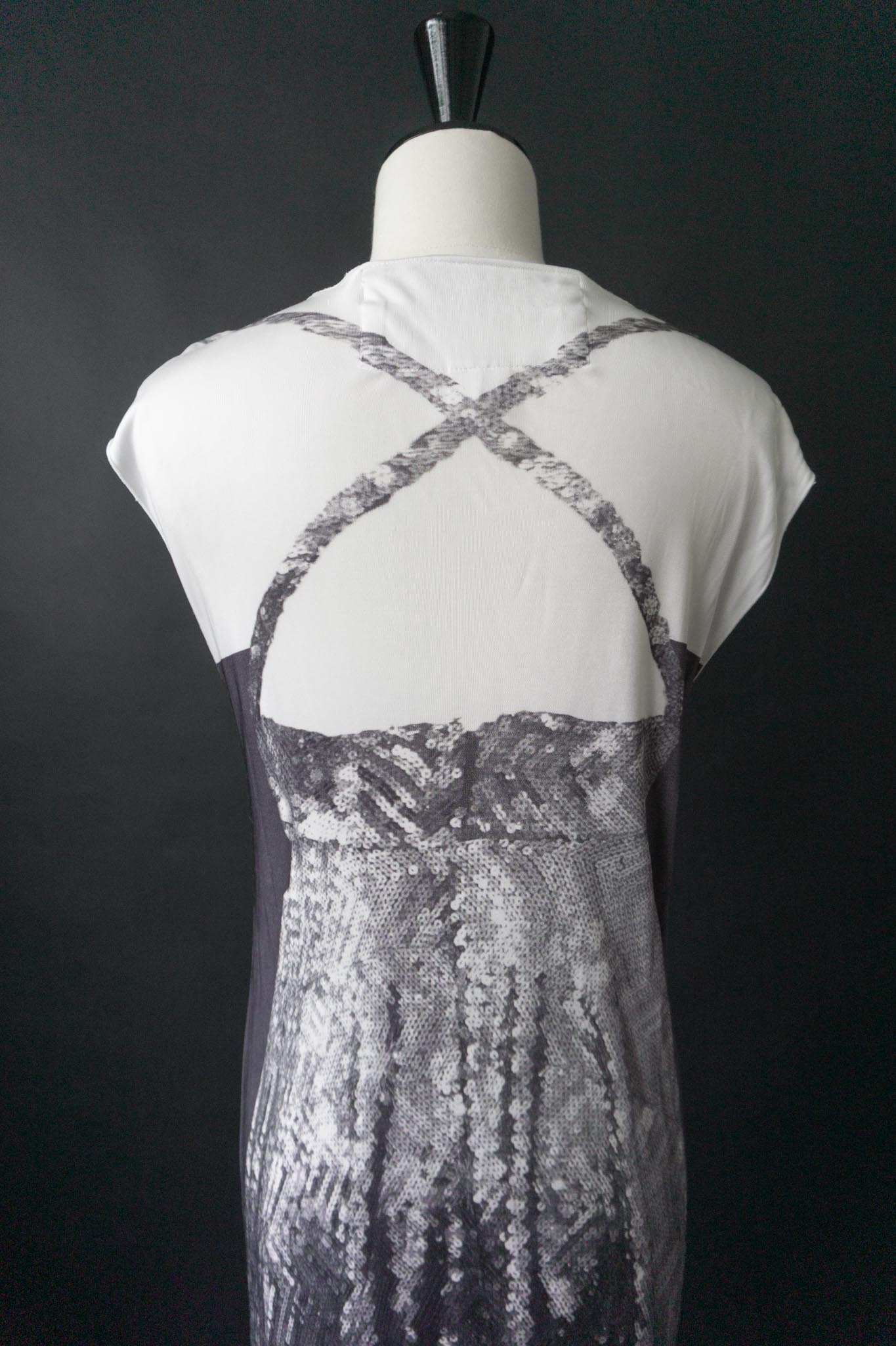 Weißes Maison Margiela × H&M Maxi-Kleid mit Paillettenprint aus 2004
