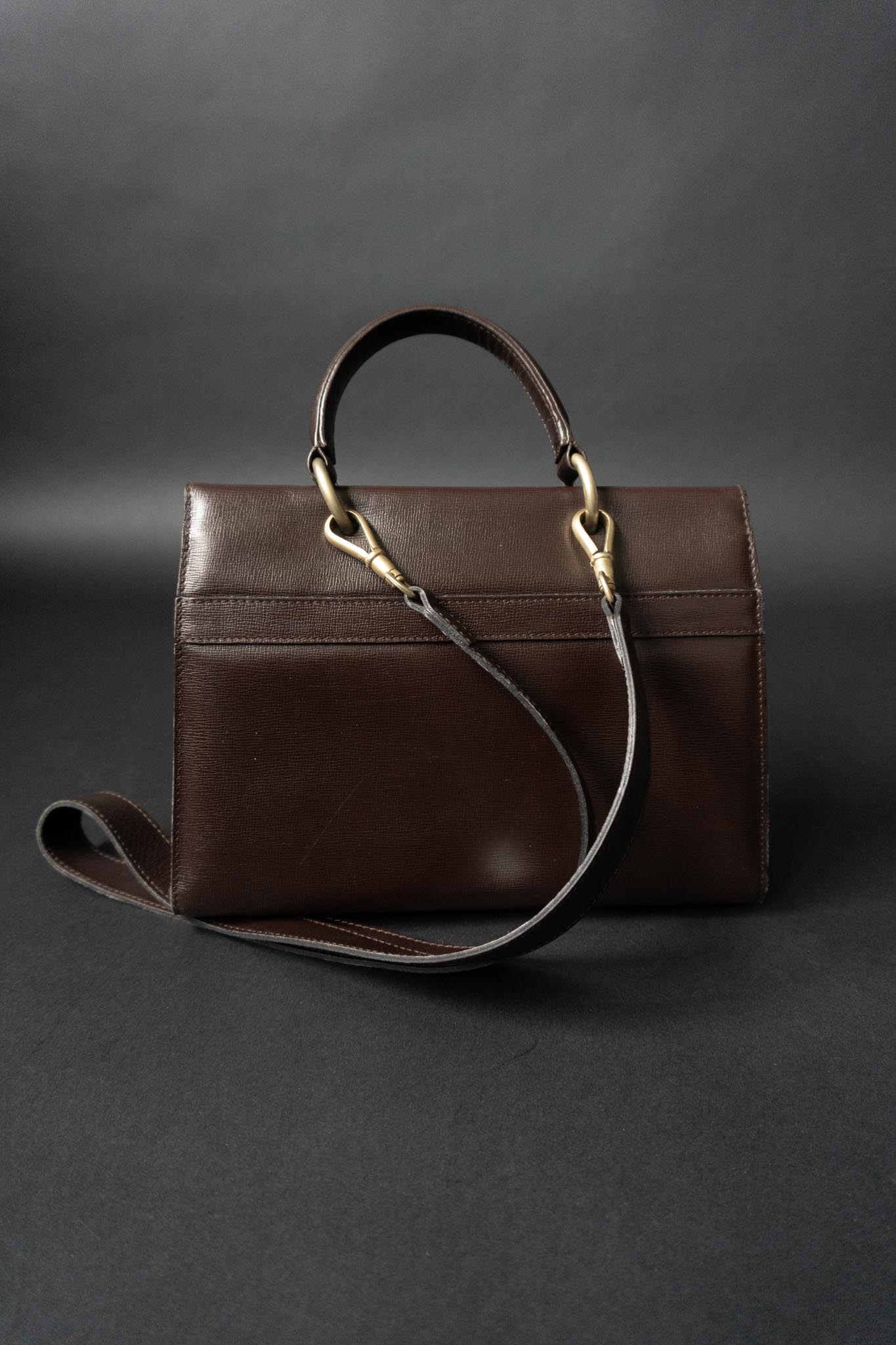 Braune Vintage 90er Ledertasche Jil Sander mit goldener Hardware