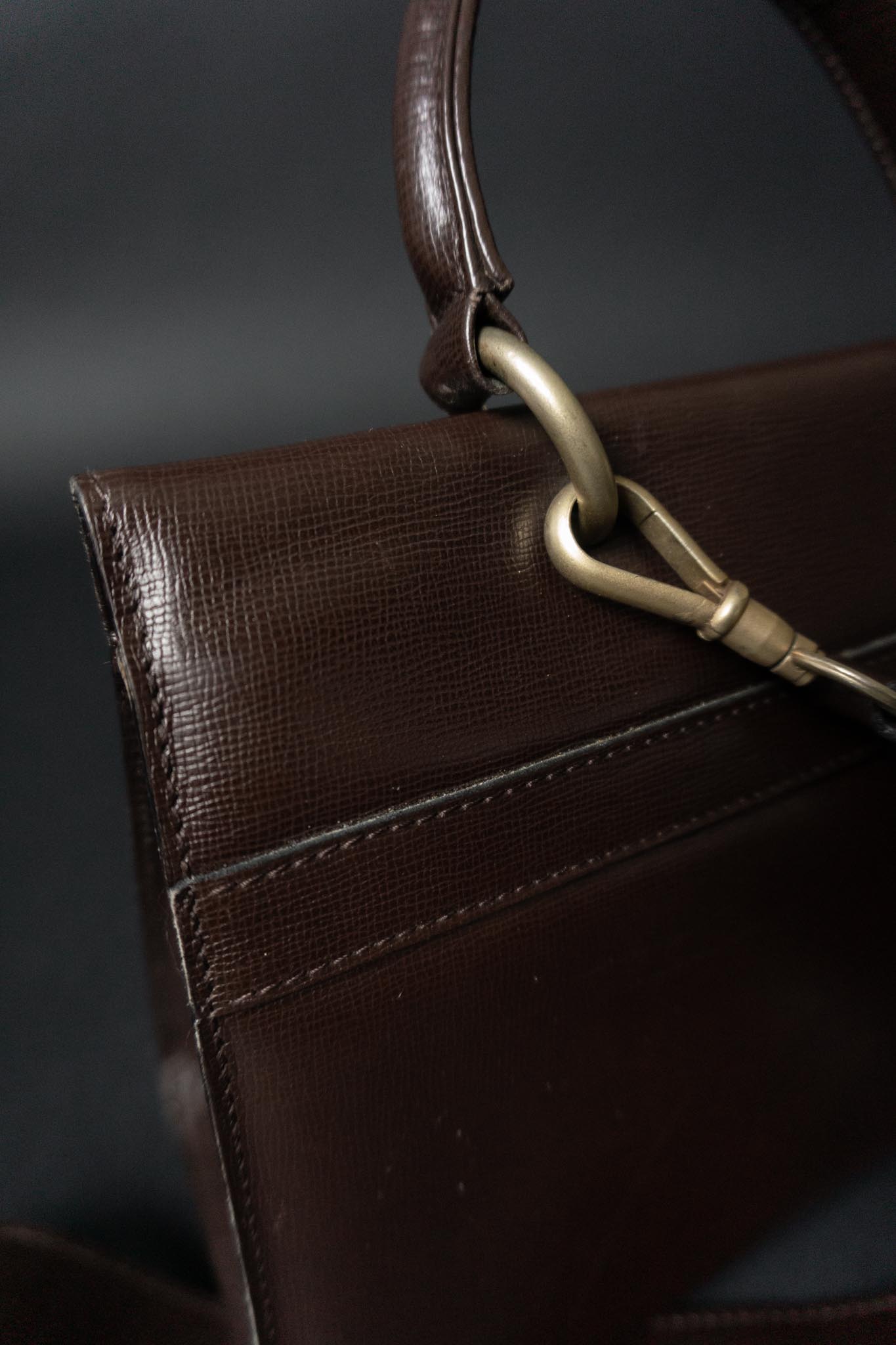 Braune Vintage 90er Ledertasche Jil Sander mit goldener Hardware