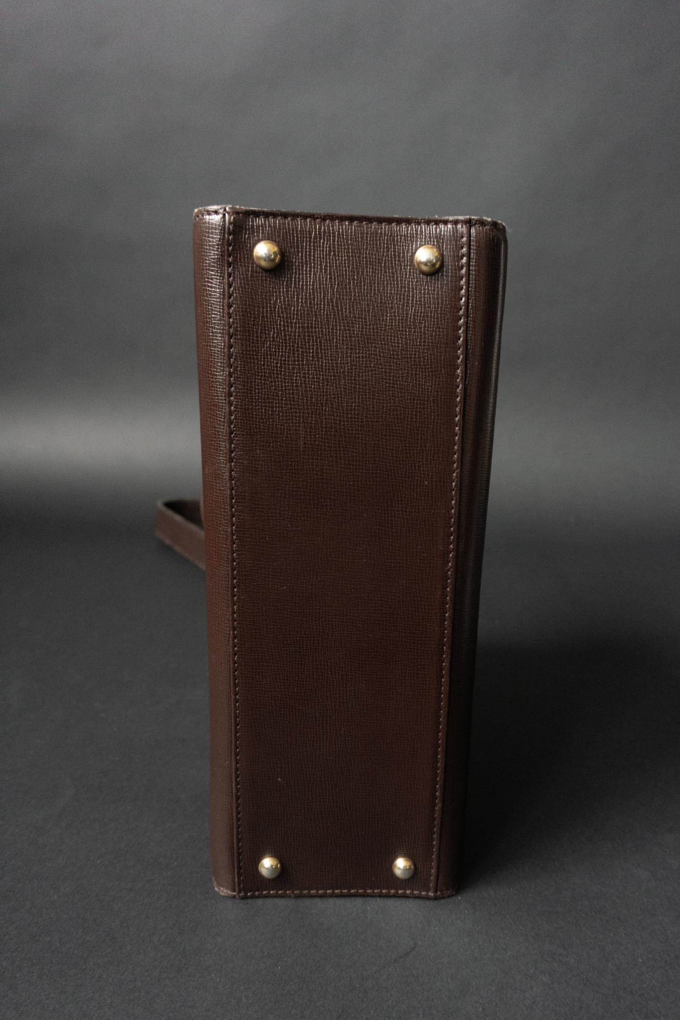 Braune Vintage 90er Ledertasche Jil Sander mit goldener Hardware