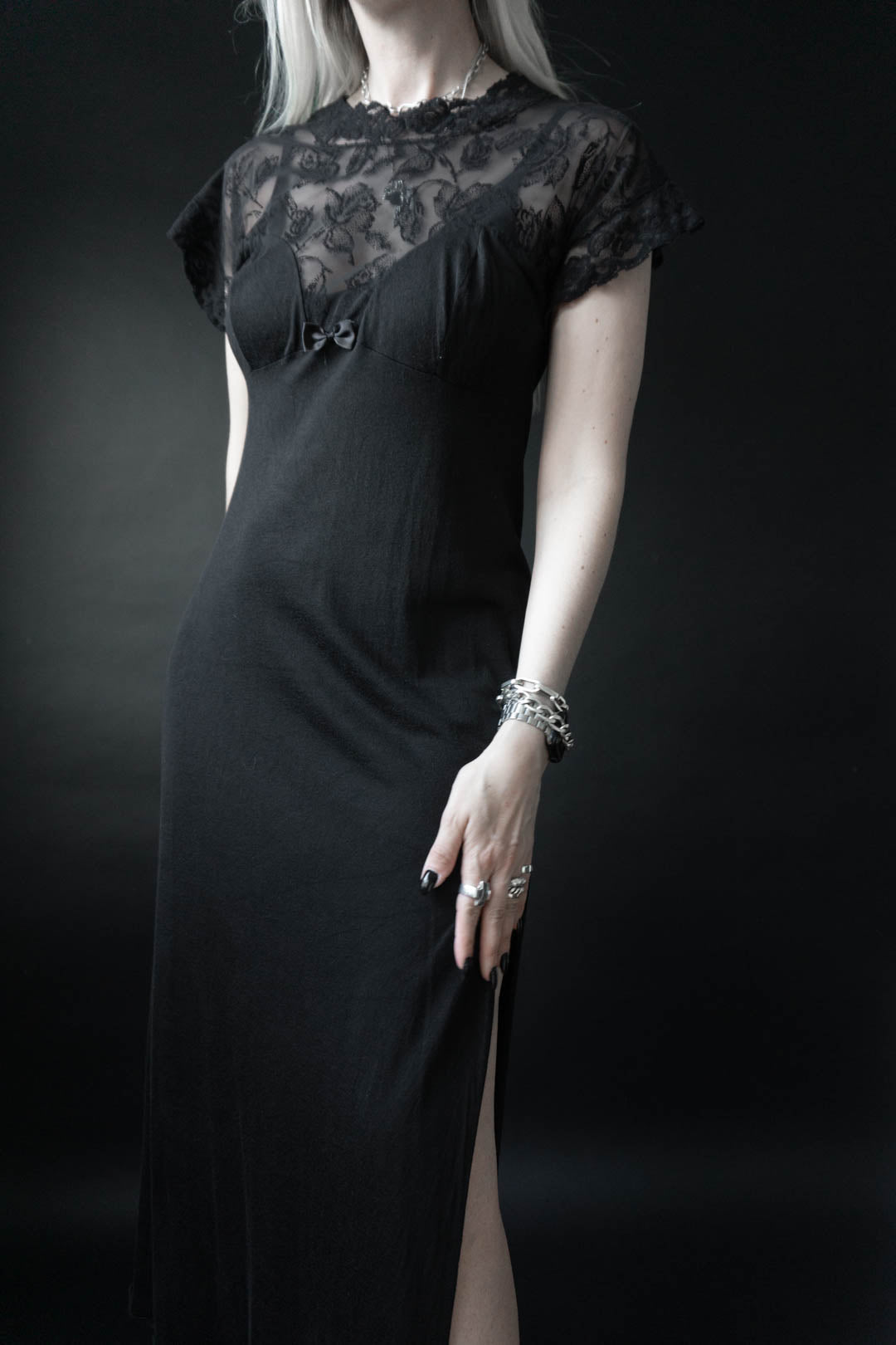 Vintage Maxikleid, Soft Goth Summer Dress, M–L