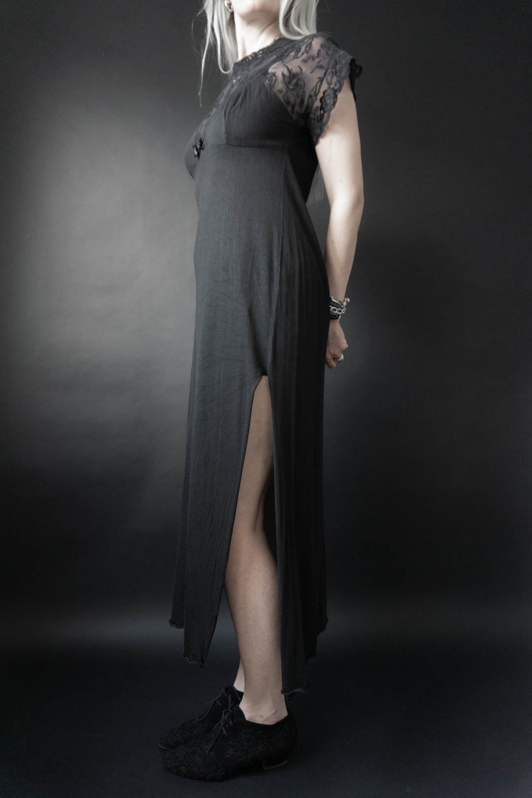 Vintage Maxikleid, Soft Goth Summer Dress, M–L