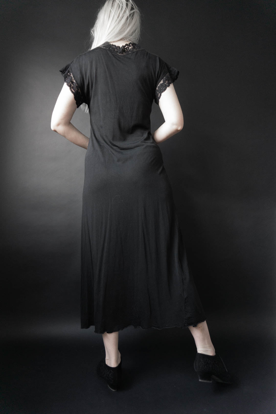 Vintage Maxikleid, Soft Goth Summer Dress, M–L